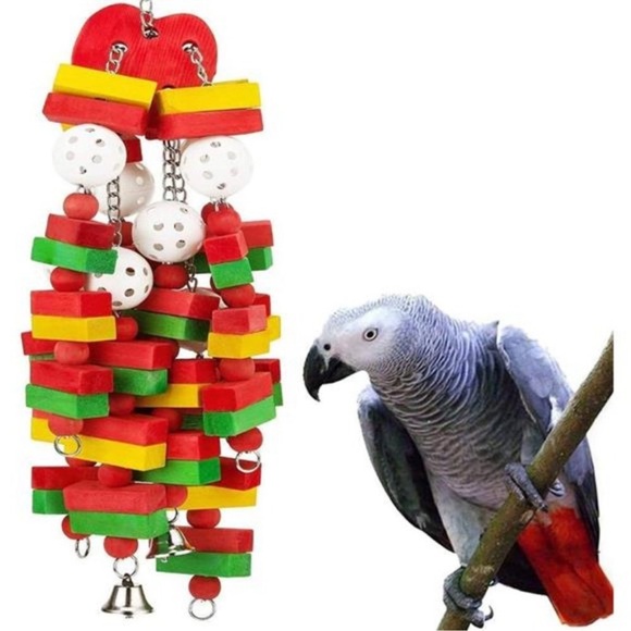 Bird Toys Parrot Toys with Nature Wood Bird Chewing Toys for Small& Medium Birds - Picture 1 of 8